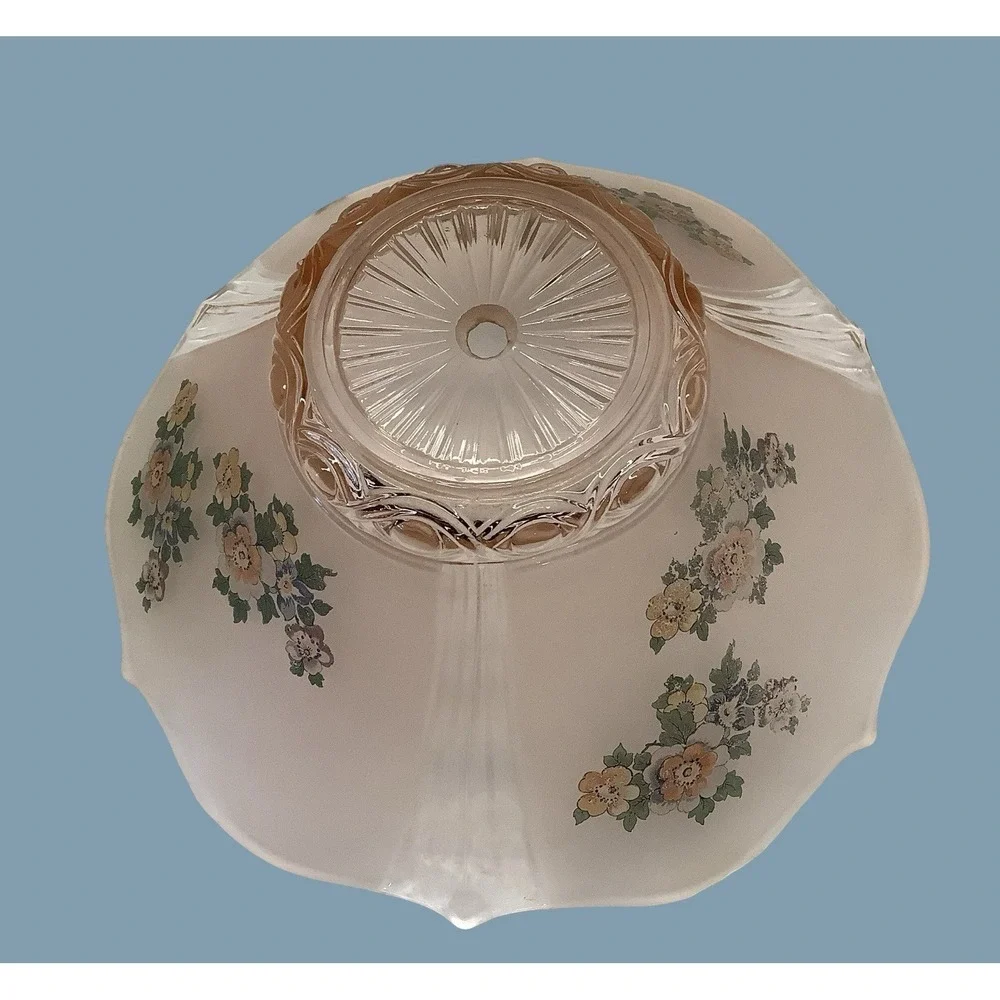Vintage Pink Glass Lamp Shade Floral Romantic Shabby Chic Cieling Light Fixture